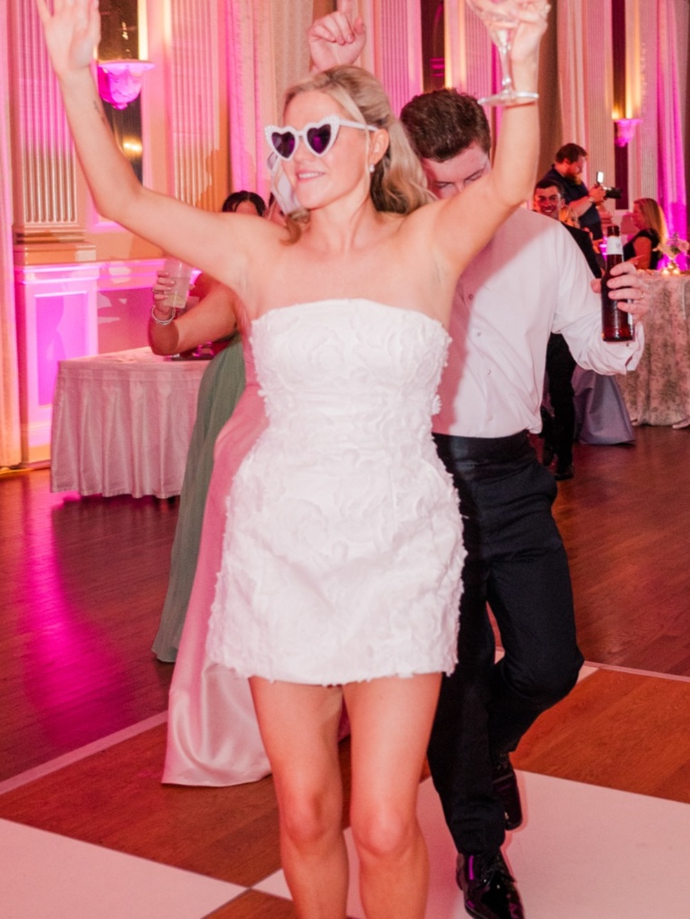 Bardot Strapless White Floral Appliqué Mini Dress